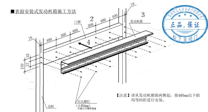 自動門發(fā)動機箱安裝示意圖 自動門發(fā)動機箱安裝示意圖